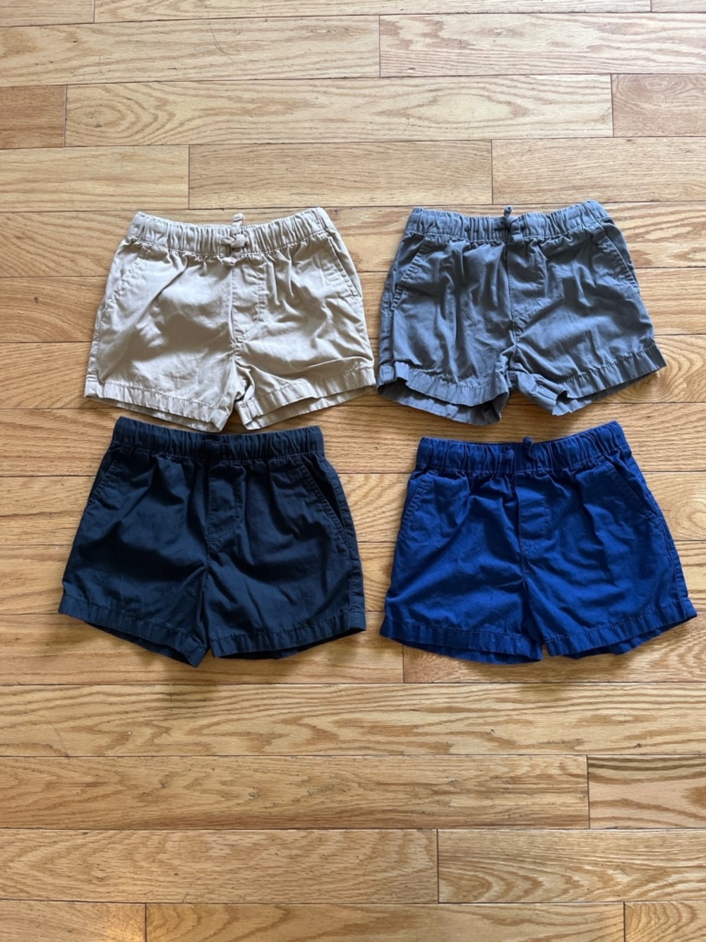Carter’s 4T Pull-On Shorts 4-Pack Khaki Gray Navy Blue